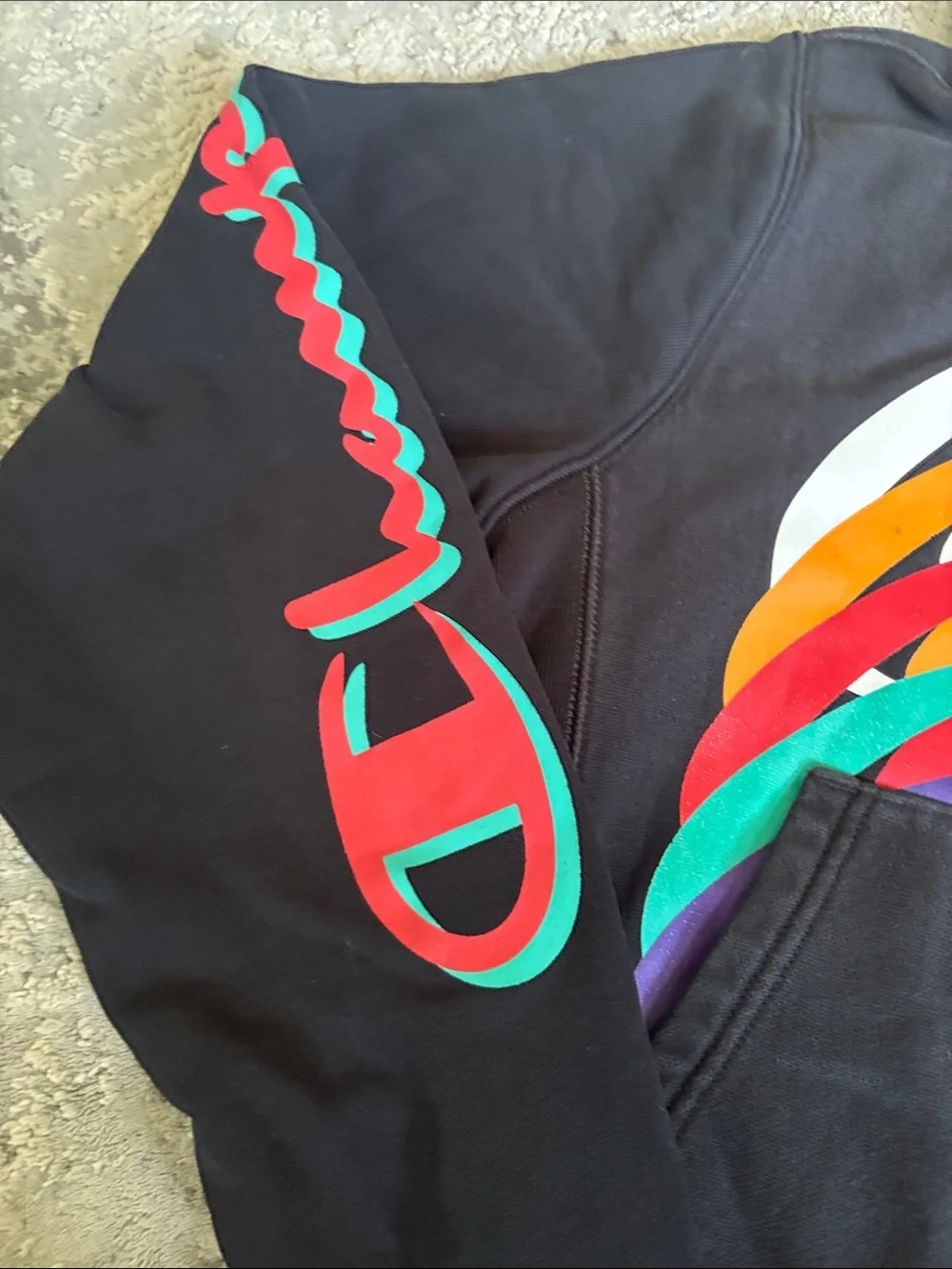 Coca-Cola Black Hoodie with Multicolor Rainbow Logo